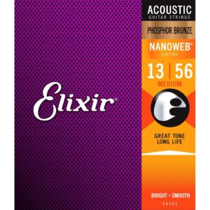 Elixir© Nanoweb สายกีตาร์โปร่ง เบอร์ 13 แบบเคลือบ Phosphor Bronze (Light, .013 – .056)