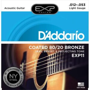 D’Addario© EXP11 สายกีตาร์โปร่ง เบอร์ 12 สายเคลือบพิเศษ แบบ 80/20 Bronze (Light, 12-53)